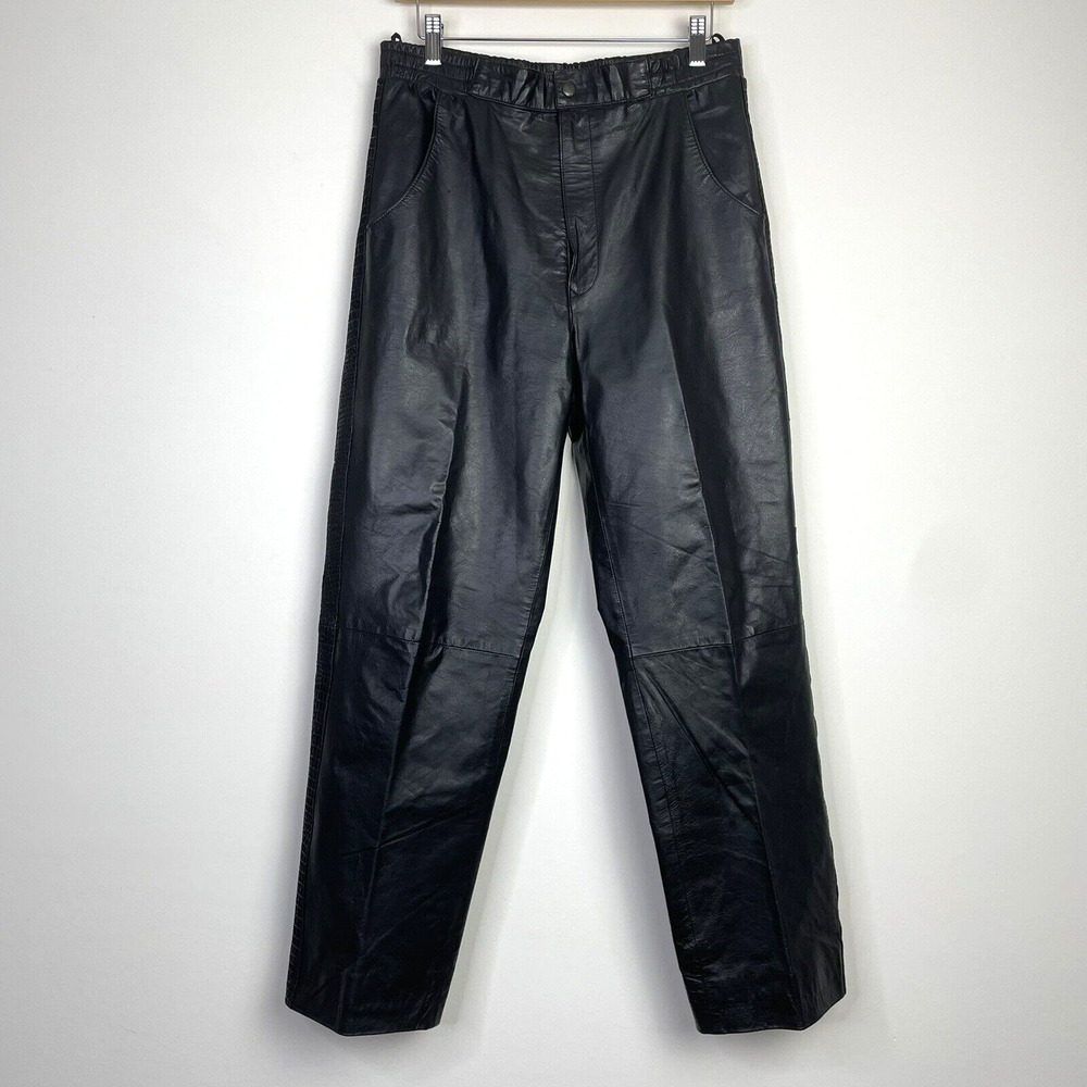 Vintage Starter y2K Womens NBA Lakers Black Leather Straight Leg Pants Small
